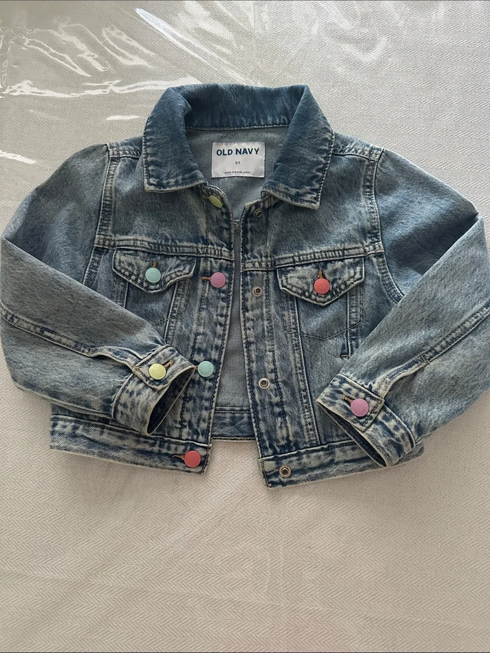 Old Navy Denim Jacket with Multicolor buttons toddler girl 5T